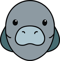 Fototapeta premium manatee head icon clipart vector on transparent background 