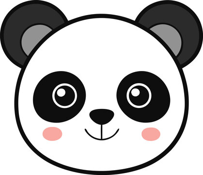 panda head icon clipart vector on transparent background
