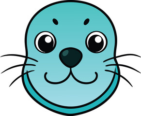 Obraz premium sea lion head icon clipart vector on transparent background 