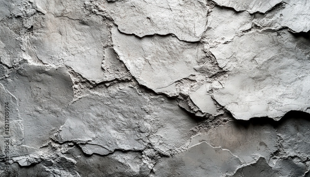 Poster Textured stone wall showcasing natural gray hues and layered formations in a rustic setting creating a harmonious and earthy atmosphere