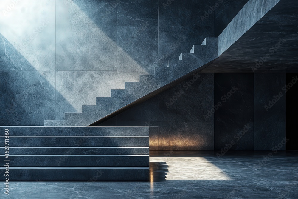 Aufkleber Contemporary architectural design featuring minimalist concrete structures and natural light in an open space during daytime