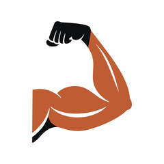Strong bicep muscle flexing power fitness strength
