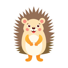Adorable cartoon hedgehog standing smiling happy