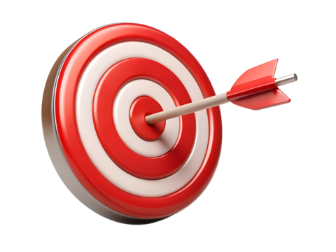 target with arrow on transparent background