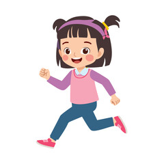 Happy little girl running joyfully outdoors