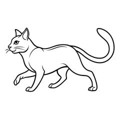 cat running out line vector art on a white bakground