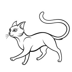 cat running out line vector art on a white bakground