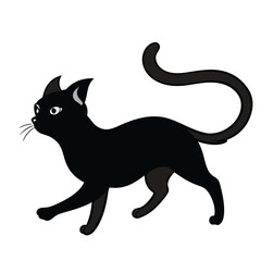 cat running silhouette vector art on a white bakground