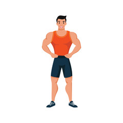 Fototapeta premium Muscular man fitness model athletic bodybuilder