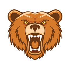 Roaring grizzly bear head mascot logo design