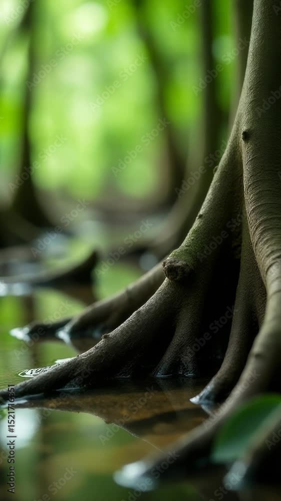 Poster Group of trees submerged in water, creating a unique landscape