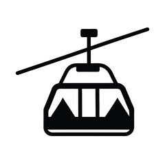 Fototapeta premium Ski Lift Icon Vector in Flat Clean Style