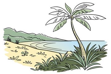 tropical island with palm trees