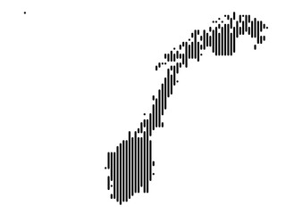 Vertical Lines Vector Map of Norway Medium