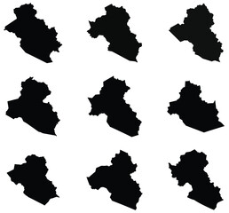 Obraz premium Iraq map black silhouette vector style with white background