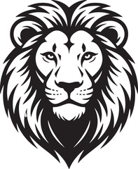 Fototapeta premium Striking black and white illustration depicting the majestic head of a lion with intense gaze