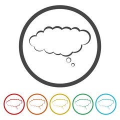 Thought cloud icon. Set icons in color circle buttons