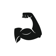 Strong bicep muscle flexing power fitness icon
