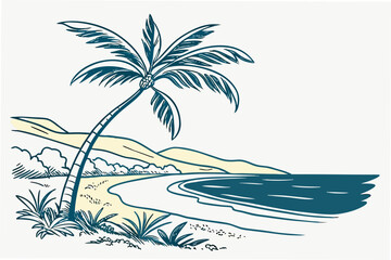 tropical island with palm trees