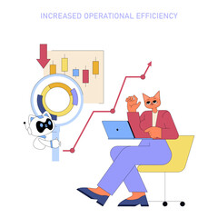 AI For Top Managers In Mid Sized Businesses. Flat Vector Illustration