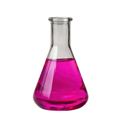 Pink liquid in erlenmeyer flask isolated on transparent background