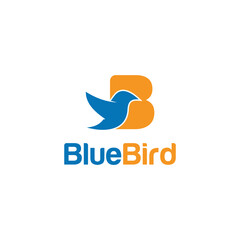 Blue Bird Logo Design Simple Modern