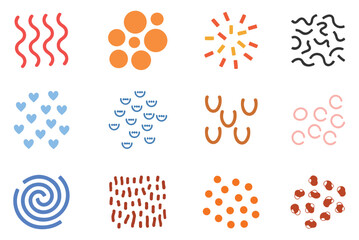 Set of abstract decorative graphic elements in various colors