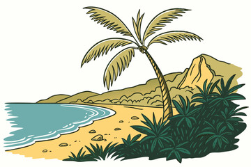 tropical island with palms