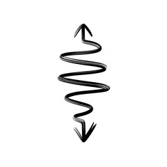 Abstract spiral ascending and descending.  A dark, swirling spiral design with upward and downward arrows, adorned with speckled glitter