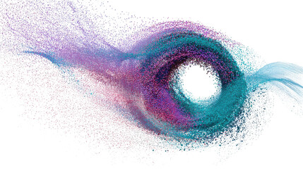Abstract colorful particle ring isolated on transparent background