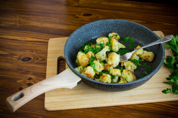 Vegetable dish of fried cabbage with aromatic spices
