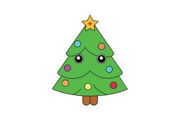 Christmas Tree Vector Illustration on White Background
