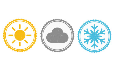 seal set weather sun cloud and snowflake icon stamp frame vector on white background
Vector seal on white background