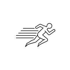 Fast running vector line art icon on white background.