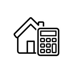 Home Loan Mortgage Calculator Line Art Icon, Real Estate Finance