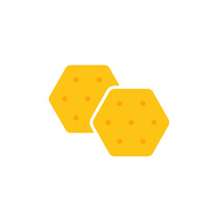 Two Hexagonal Crackers Icon - Yellow Snack Food Flat Design Illustration