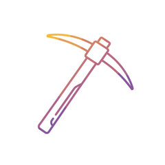 Fototapeta premium Pickaxe Line Art Icon - Mining Tool or Construction Equipment with Gradient