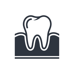 Tooth in Gum Icon - Dental Health, Oral Hygiene, and Dentistry Symbol