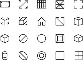 
Line Shape Icons Set - Geometric Outline Vector Symbols