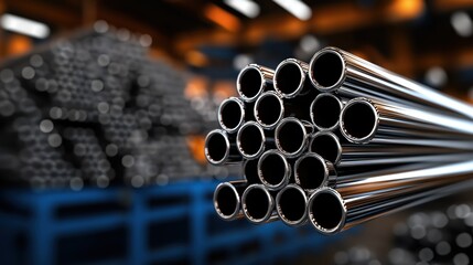 Precision engineering showcases shiny stainless steel pipes in an innovative industrial facility