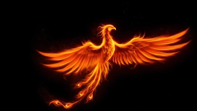 Fiery phoenix symbol
