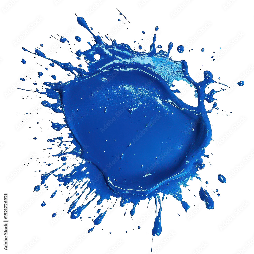 Poster vibrant blue paint splatter creates striking abstract art effect, blue wet paint color splatter