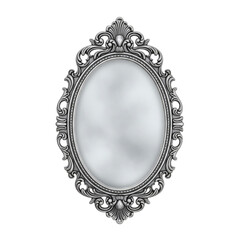 Ornate oval mirror with silver decorative fram