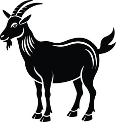 Majestic Goat Illustration A Stunning Black and White Vector Graphic