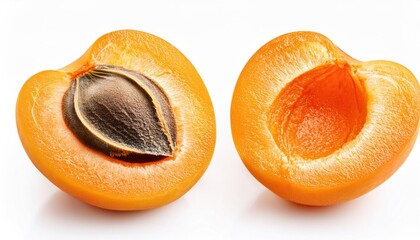 Half Apricot Fruit on White Background