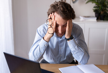 Professional on the edge from stress and exhaustion