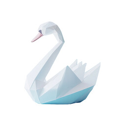 Naklejka premium Elegant paper swan decorates a soft blue surface with a crisp Transparent background enhancing its artistry, paper swan sitting on a blue surface, PNG background