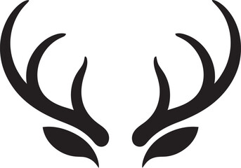 Obraz premium Elegant silhouette of black deer antlers vector illustration against a clean white background for diverse creative projects