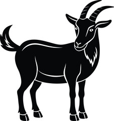 Majestic Goat Illustration A Striking Black and White Silhouette