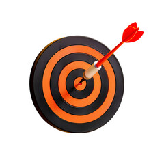 Bullseye Target with Dart on Transparent Background